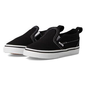 Vans Classic Slip-On with Velcro Black White Toddler Size 8.5